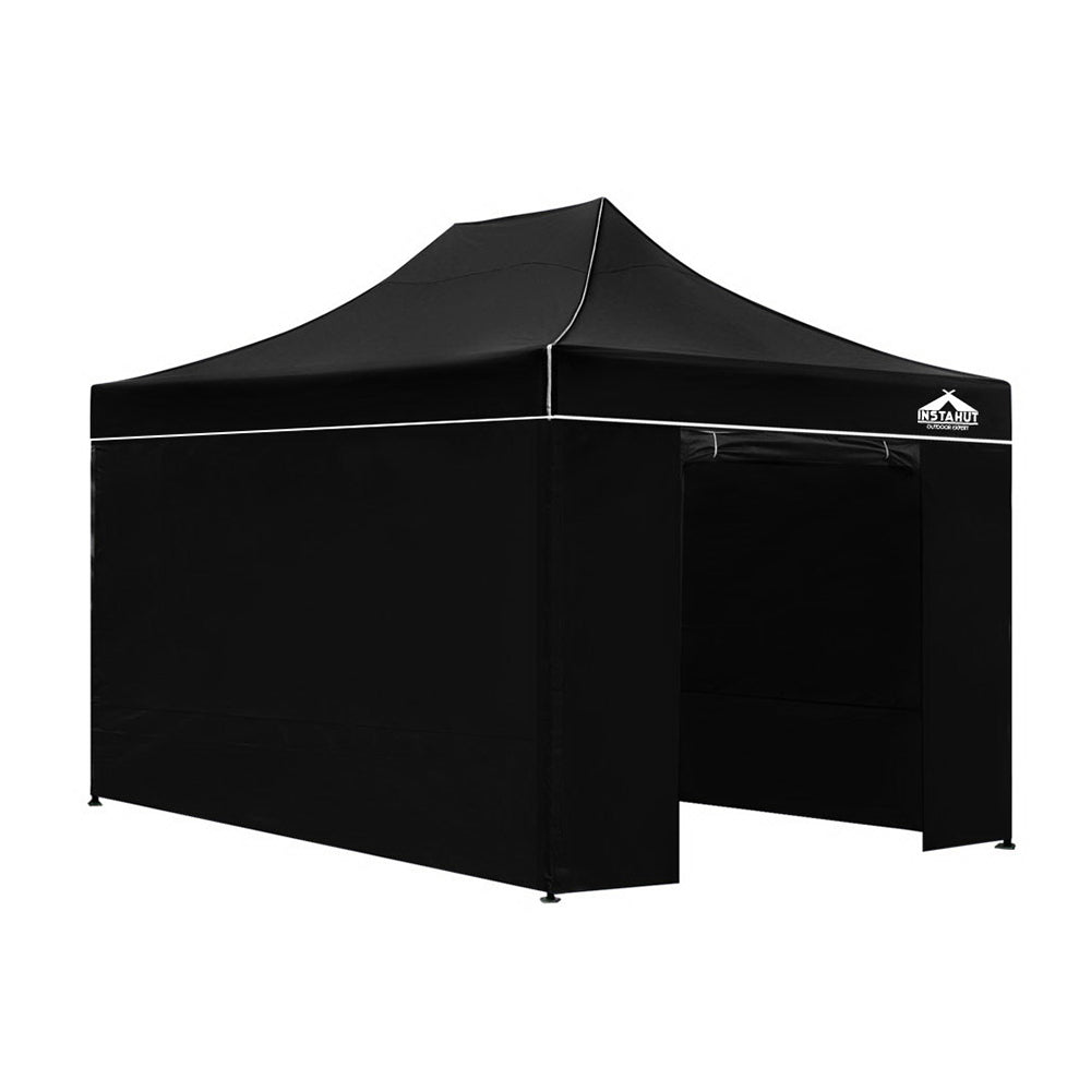 Instahut Gazebo 3x4.5 Pop Up Marquee Folding Tent Wedding Gazebos Camping Outdoor Shade Canopy Black