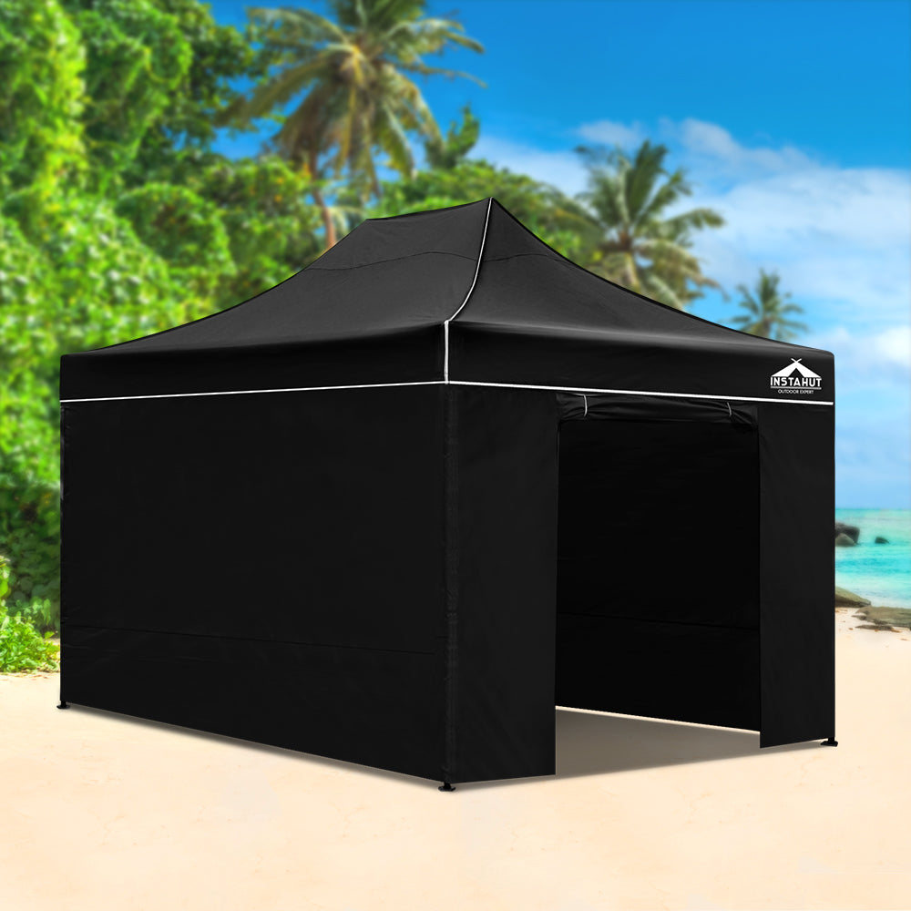 Instahut Gazebo 3x4.5 Pop Up Marquee Folding Tent Wedding Gazebos Camping Outdoor Shade Canopy Black