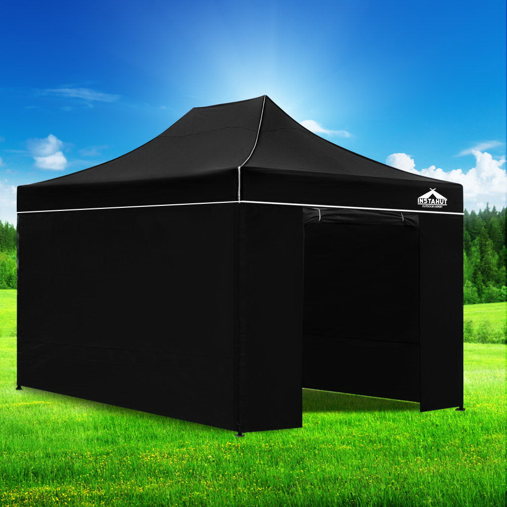 Instahut 3x4.5m Pop Up Gazebo 500D Black