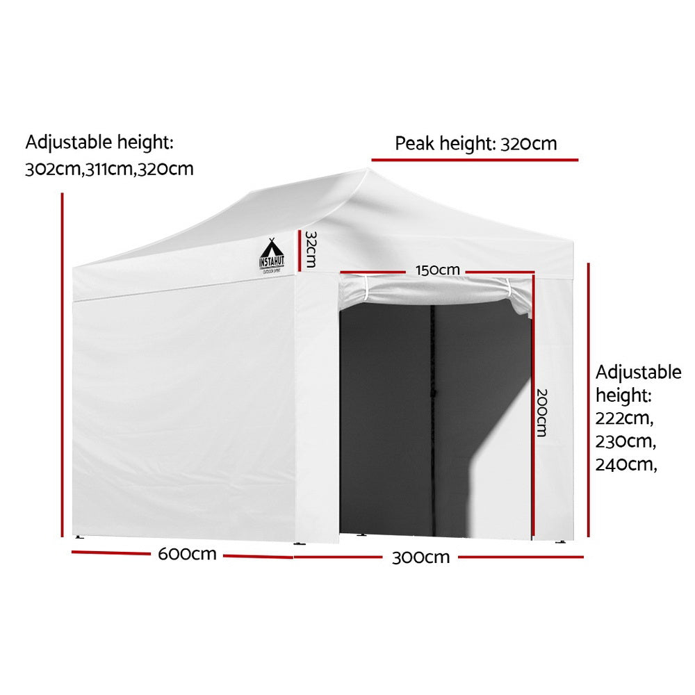 Instahut 3x6m Pop-Up Gazebo 500D Oxford White