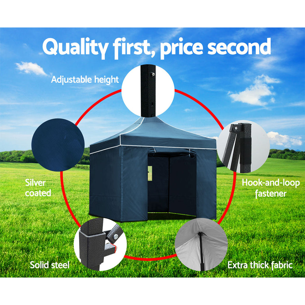 Instahut 3x3 Pop Up Gazebo Marquee Tent Navy