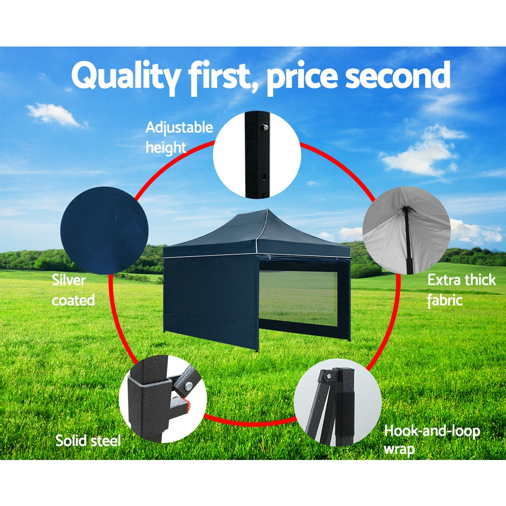 Instahut 3x4.5m Pop Up Gazebo Marquee Outdoor Canopy Navy