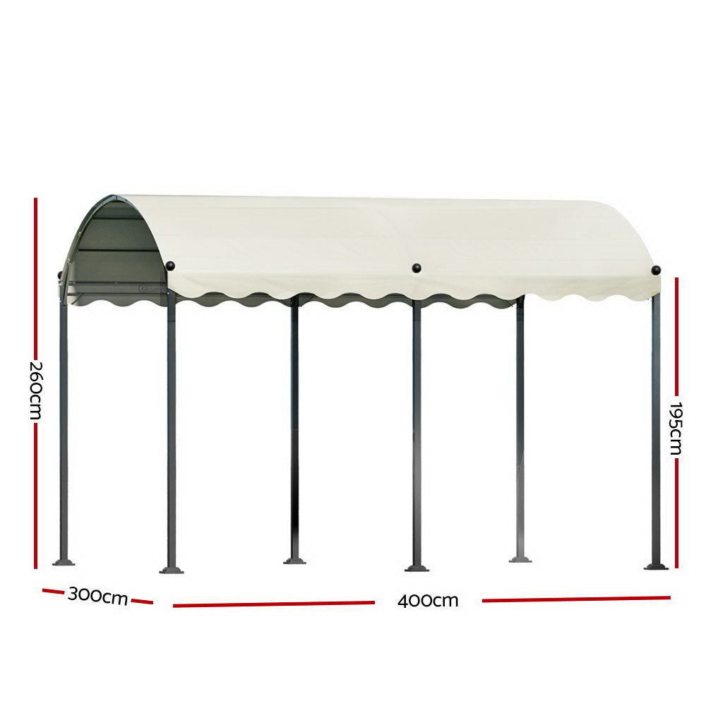 Instahut 4x3m Iron Art Gazebo Marquee Beige Outdoor Event Tent