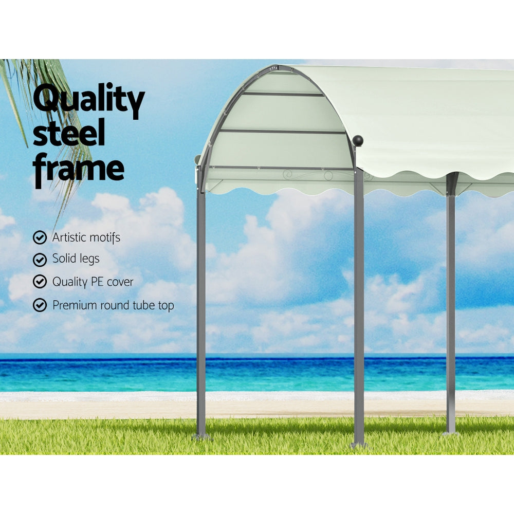 Instahut 4x3m Iron Art Gazebo Marquee Beige Outdoor Event Tent