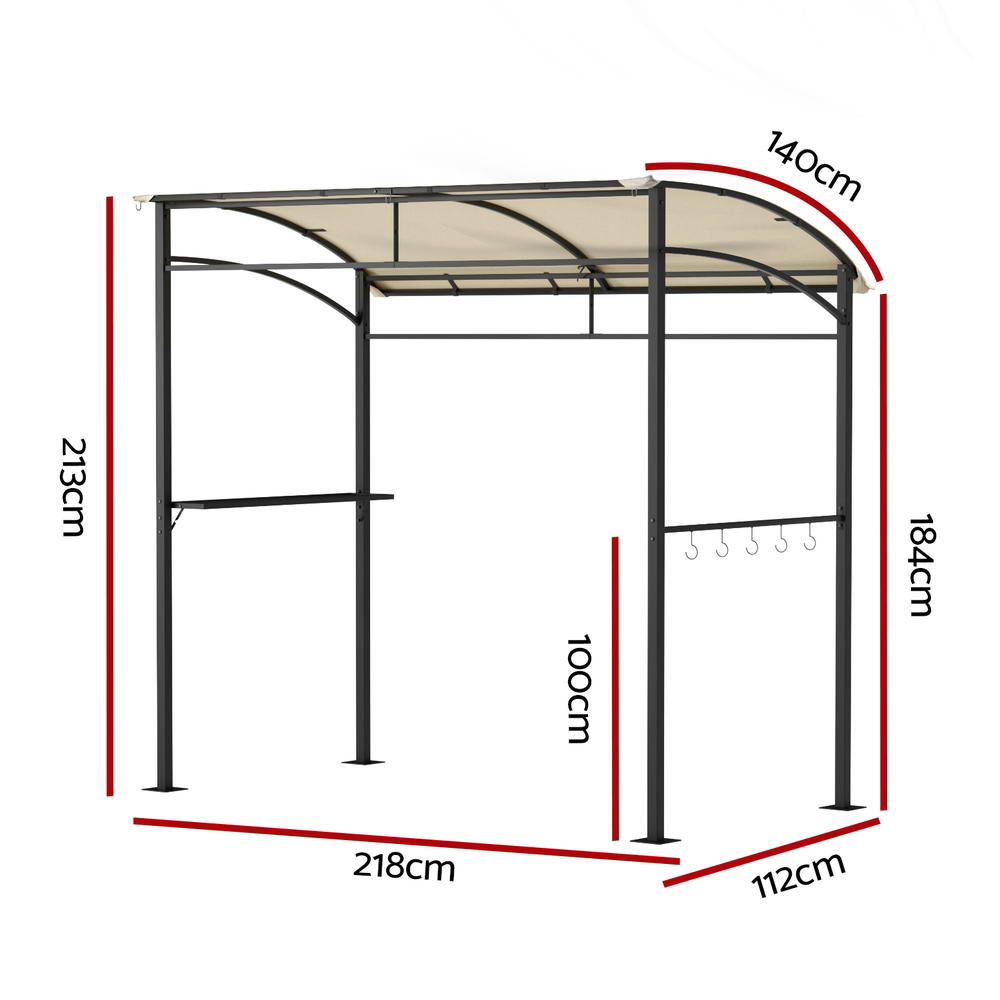 UV and Water-Resistant Grill Gazebo with Shelf & Hooks - Instahut