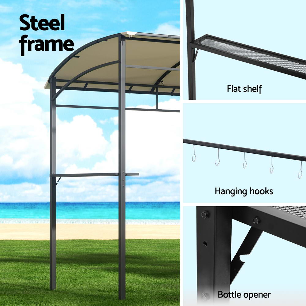 UV and Water-Resistant Grill Gazebo with Shelf & Hooks - Instahut