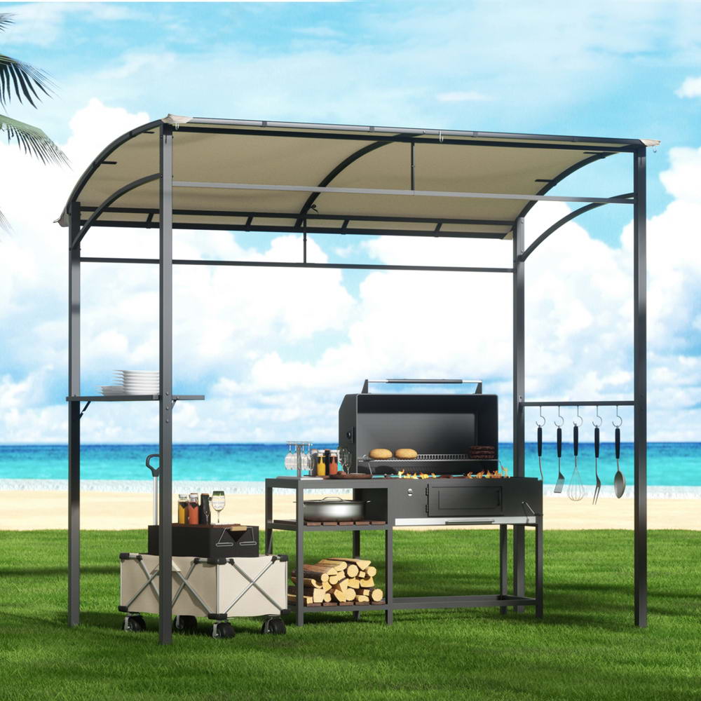 UV and Water-Resistant Grill Gazebo with Shelf & Hooks - Instahut