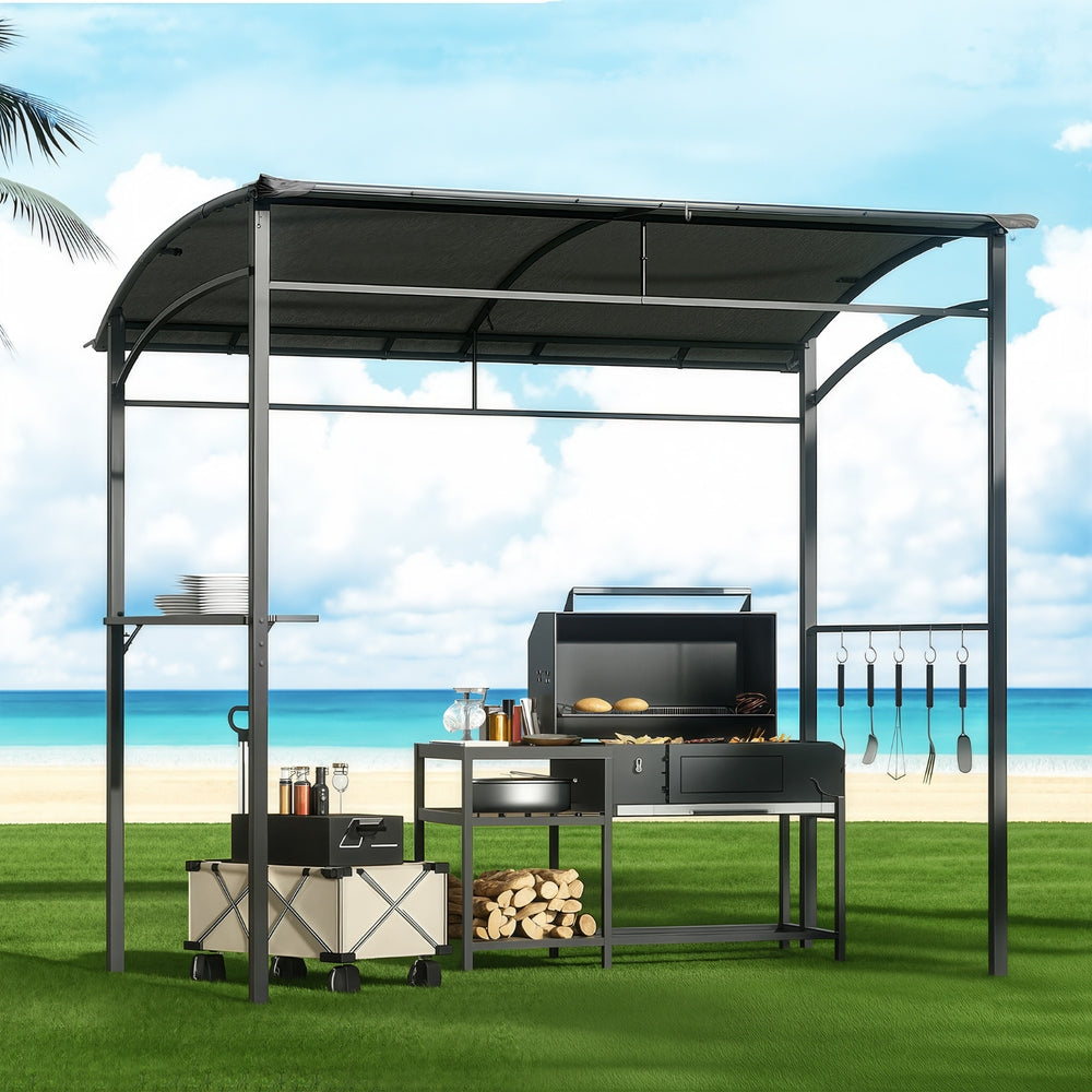 Instahut Outdoor Grill Gazebo BBQ Marquee Grey