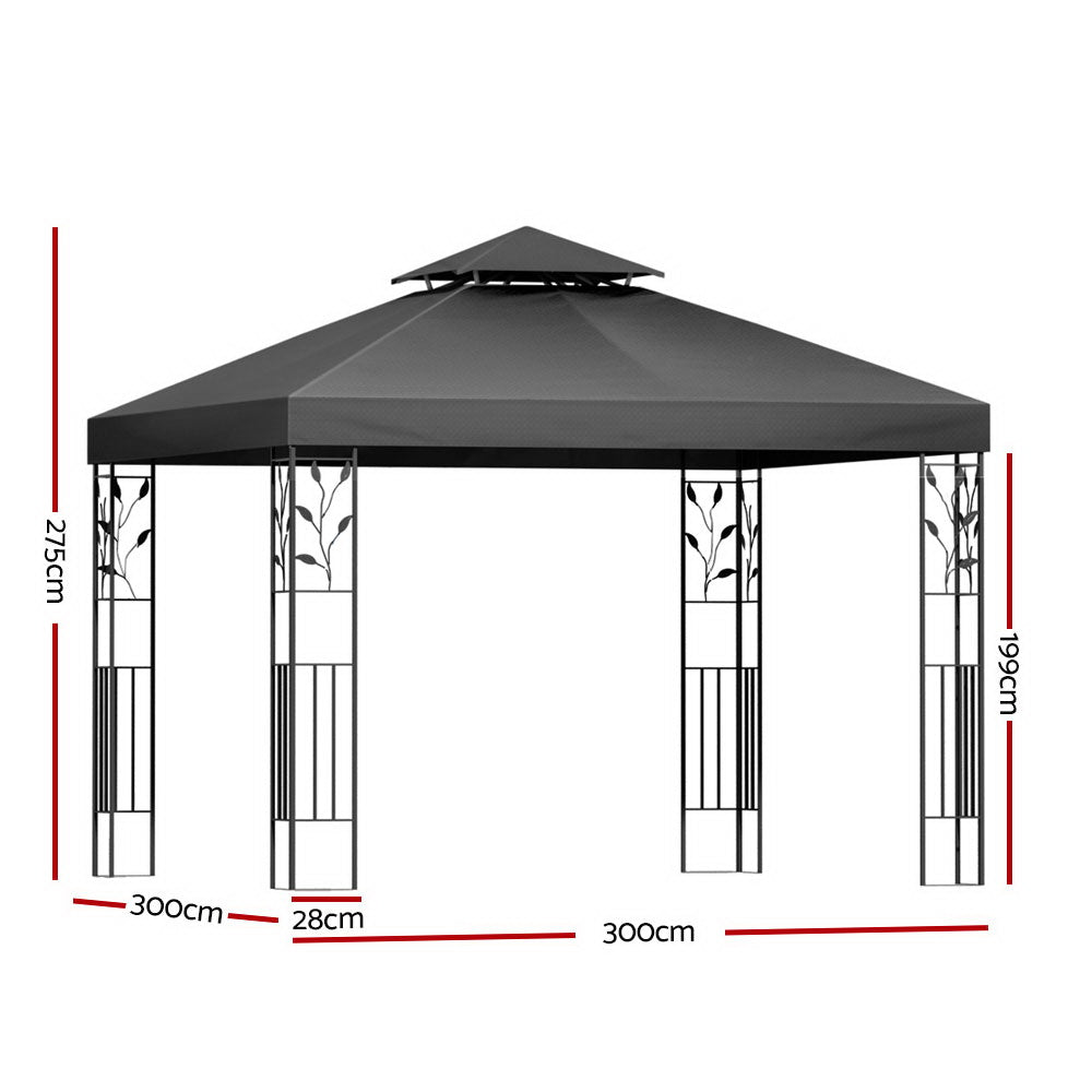 Instahut 3x3m Gazebo Marquee Outdoor Wedding Tent Iron Art Grey
