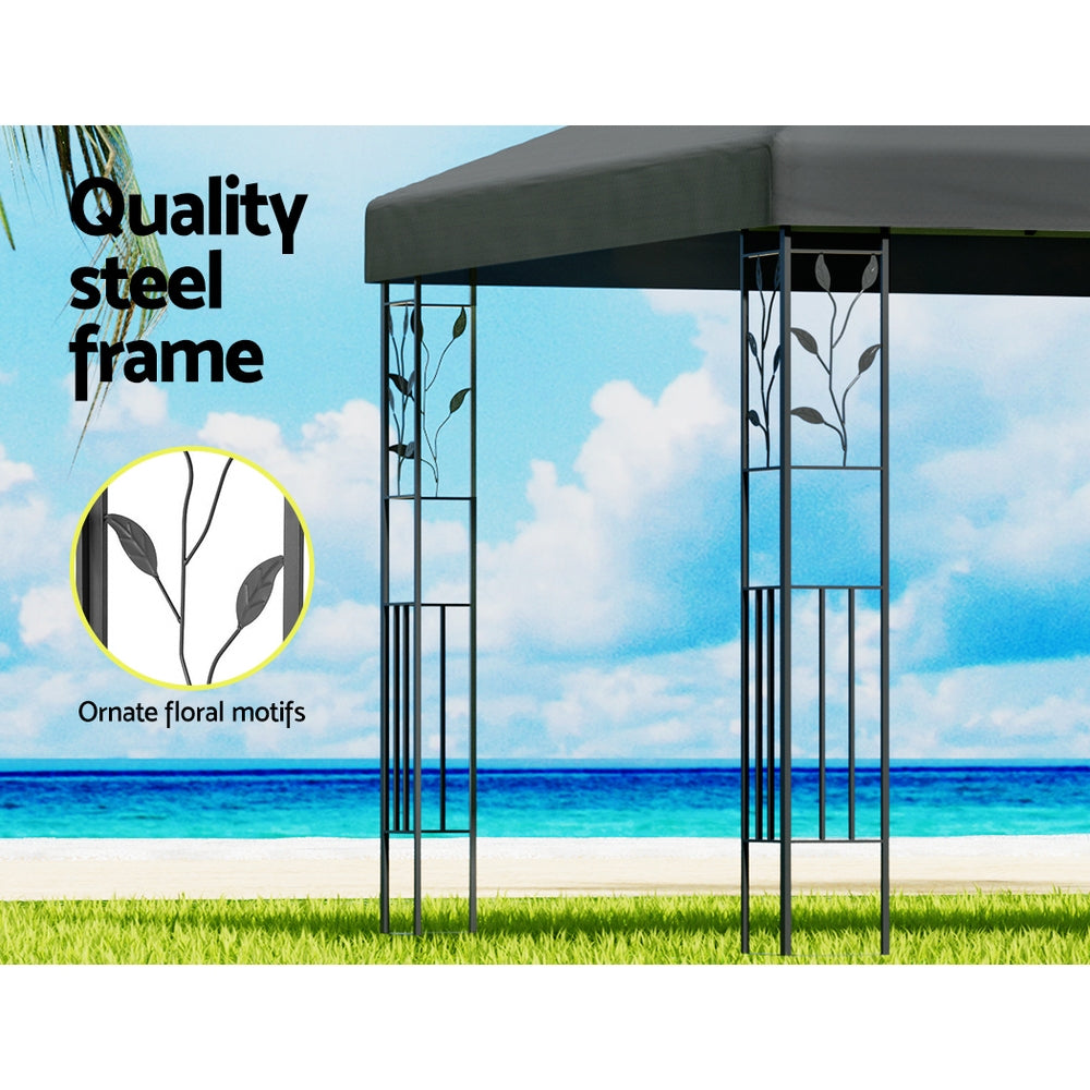 Instahut 3x3m Gazebo Marquee Outdoor Wedding Tent Iron Art Grey