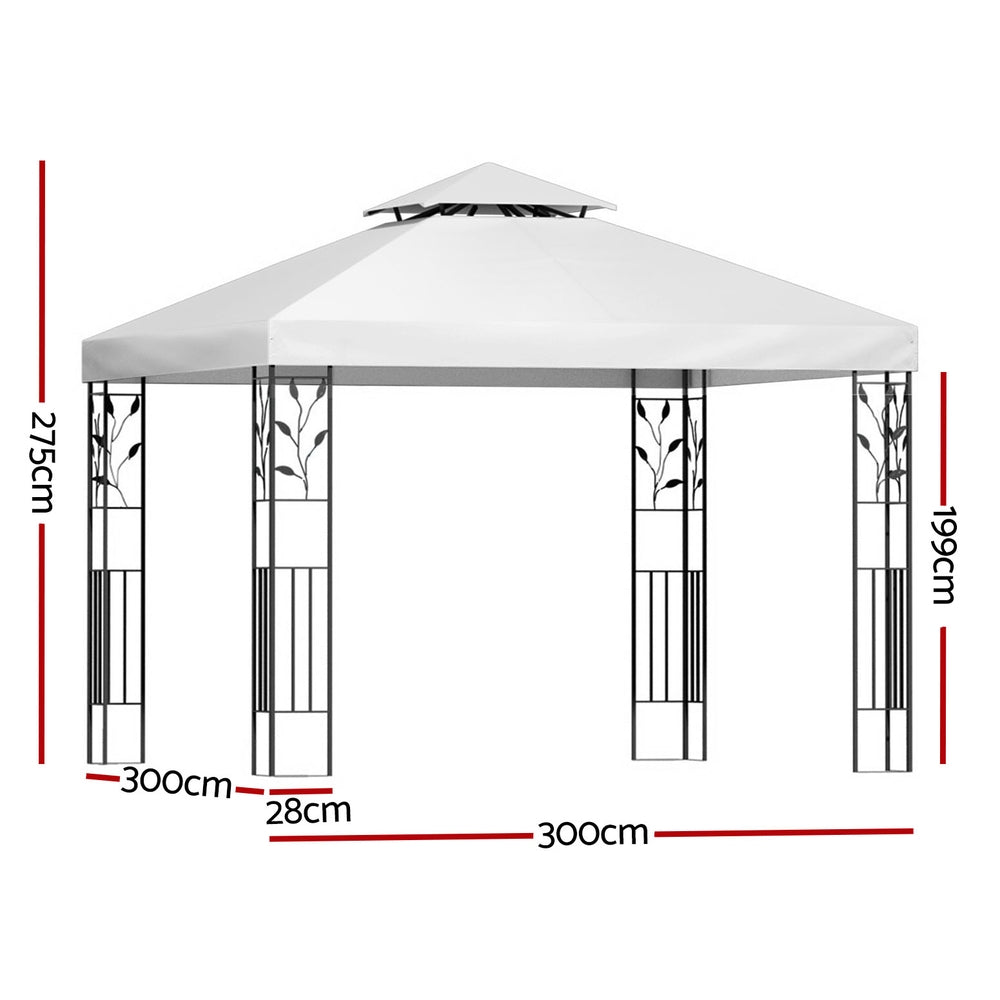 Instahut 3x3m Iron Art Gazebo Wedding Party Tent White