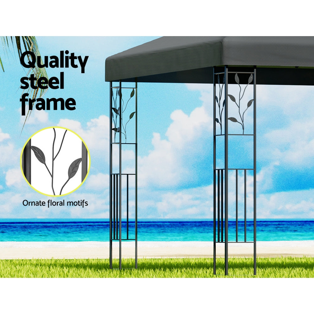 Instahut 4x3m Iron Art Gazebo Outdoor Marquee Tent Grey