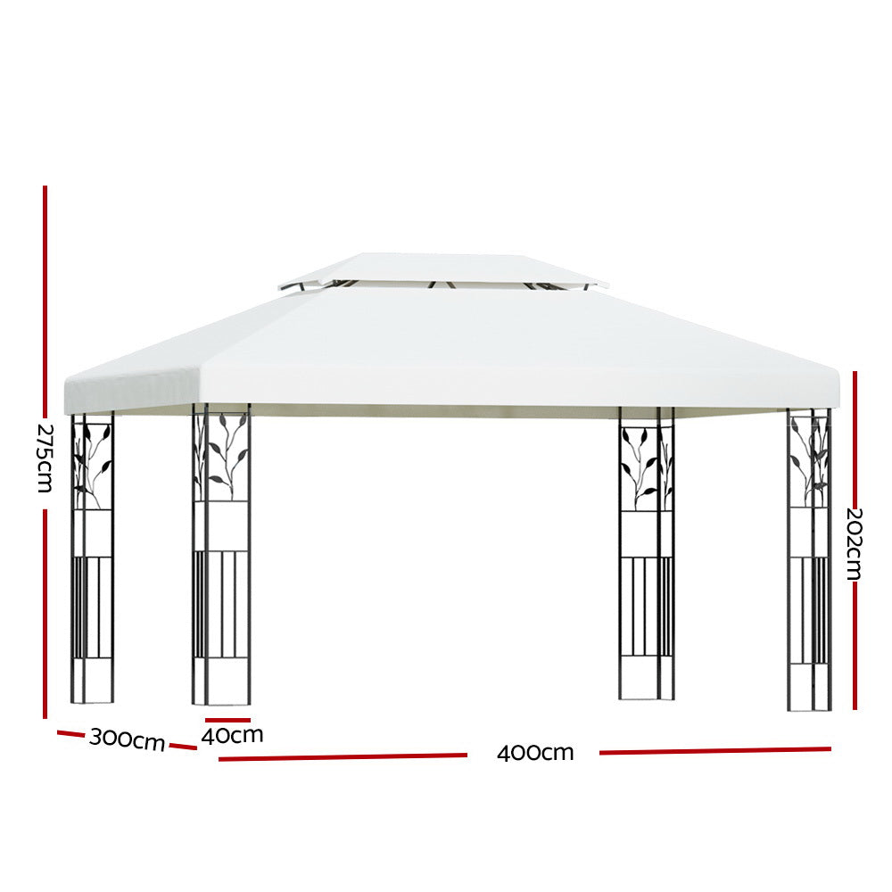 Instahut 4x3m Gazebo Wedding Party Tent Iron Art White