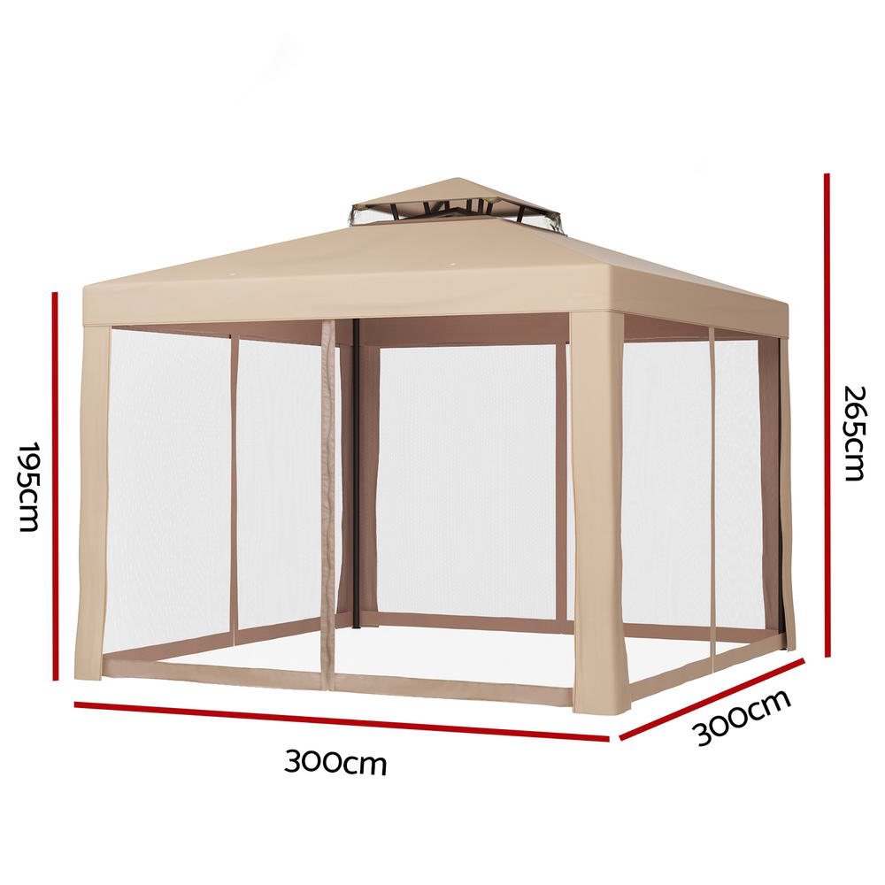 UV Resistant Brown Outdoor Event Gazebo Tent with Mesh Walls - Instahut