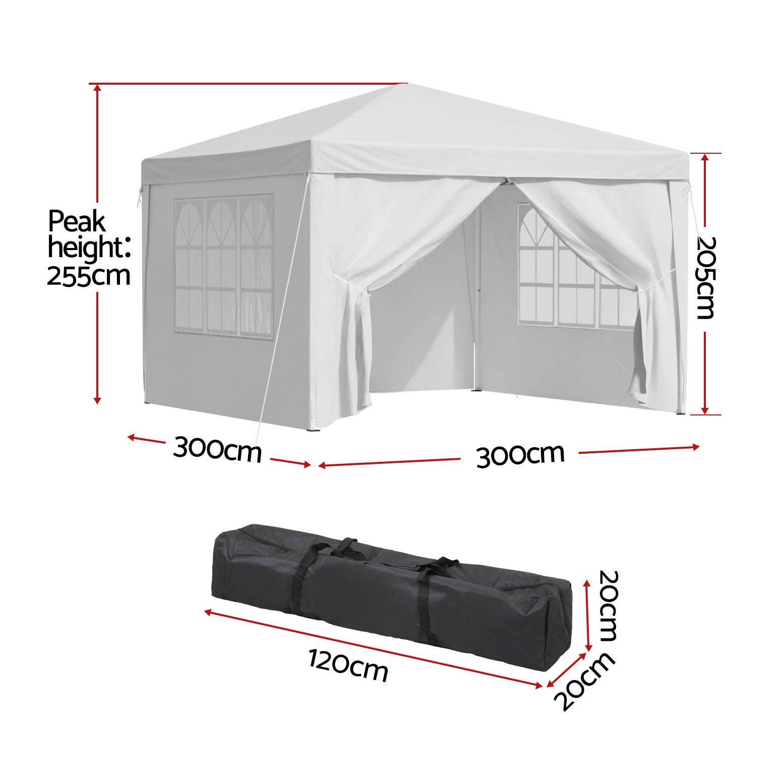 Instahut 3x3m Pop Up Gazebo Marquee Tent White