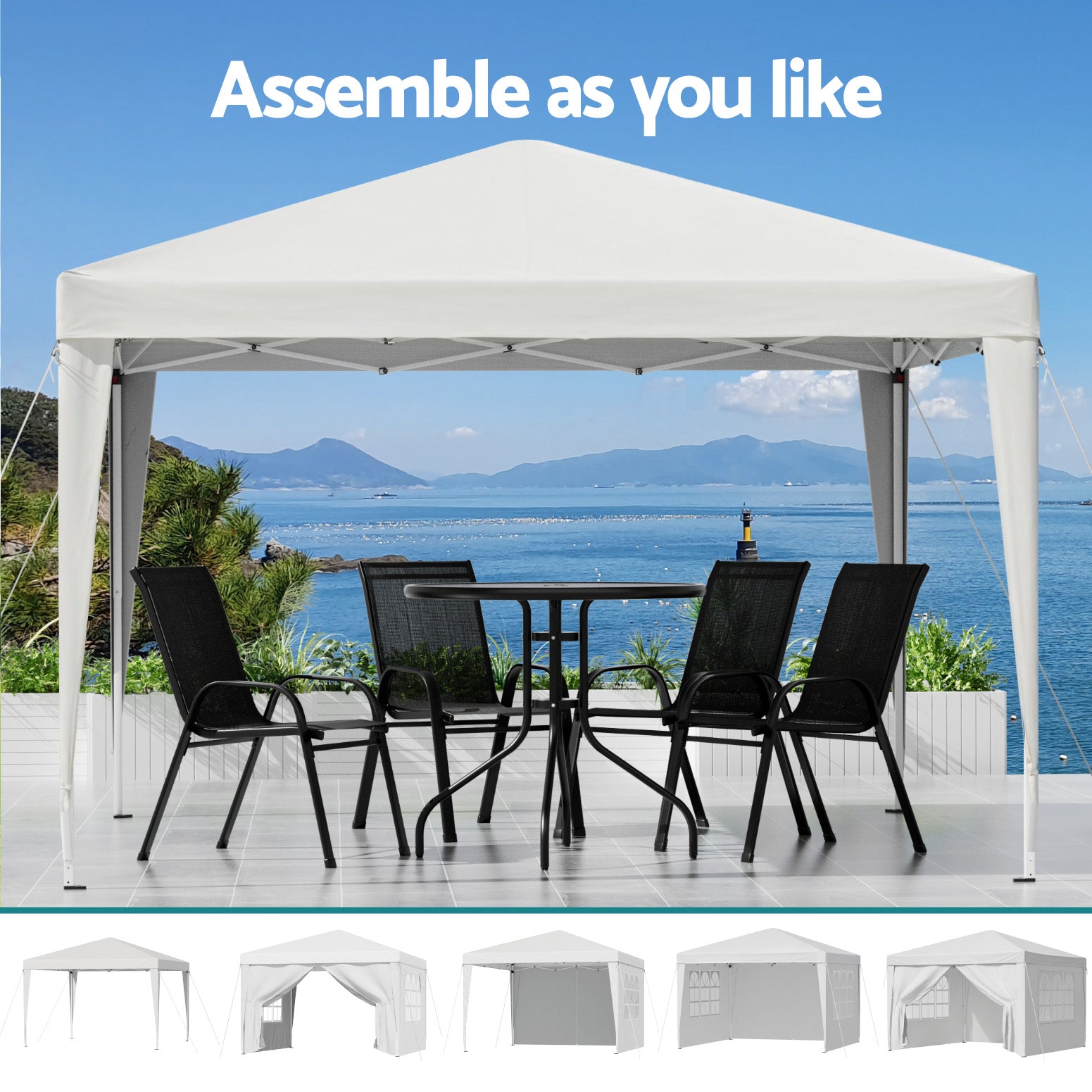 Instahut 3x3m Pop Up Gazebo Marquee Tent White