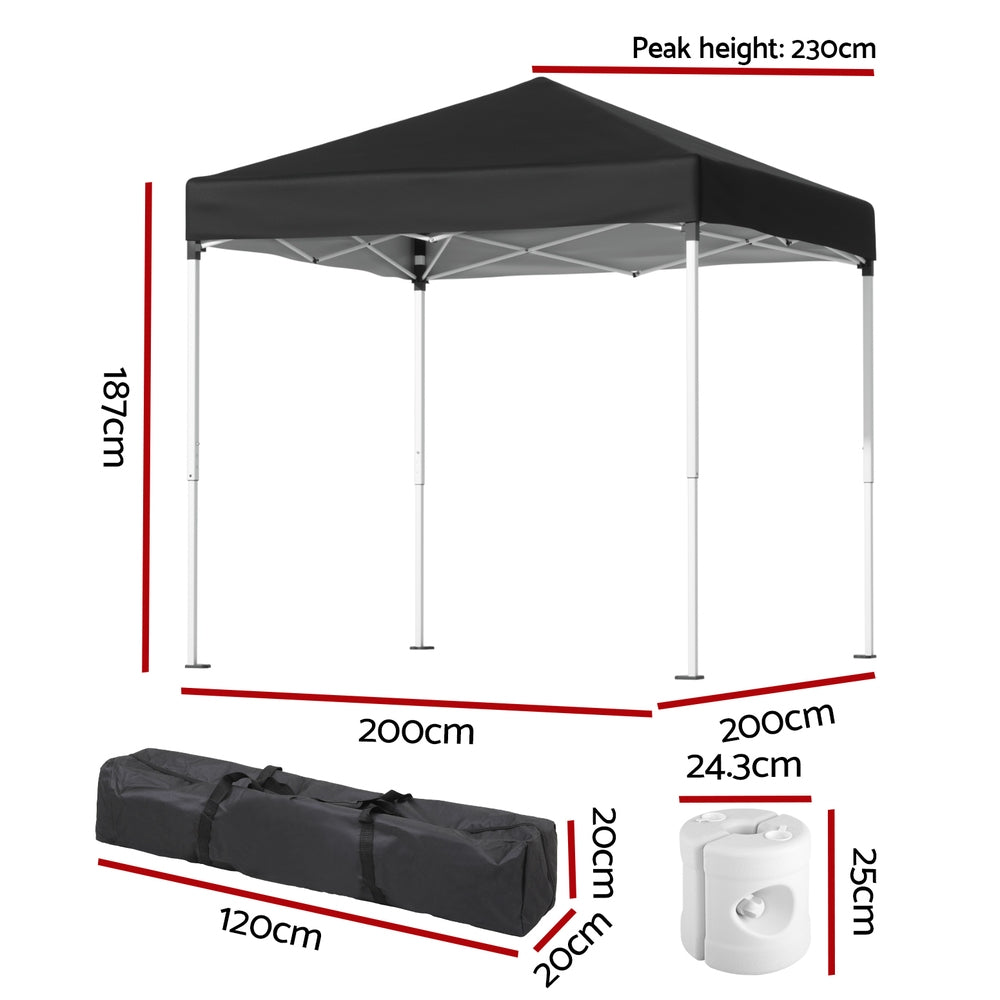 Instahut 2x2m Outdoor Gazebo Black Marquee Shade with Base Pods