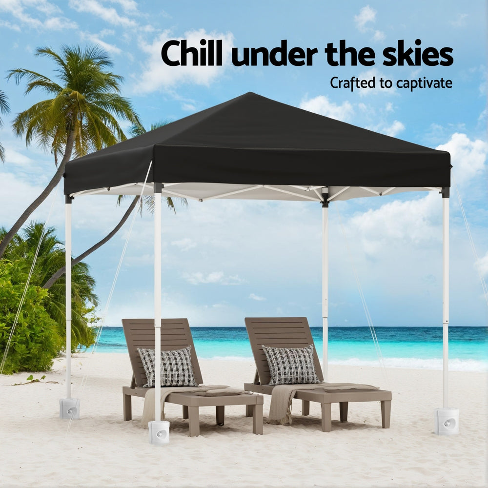 Instahut 2x2m Outdoor Gazebo Black Marquee Shade with Base Pods