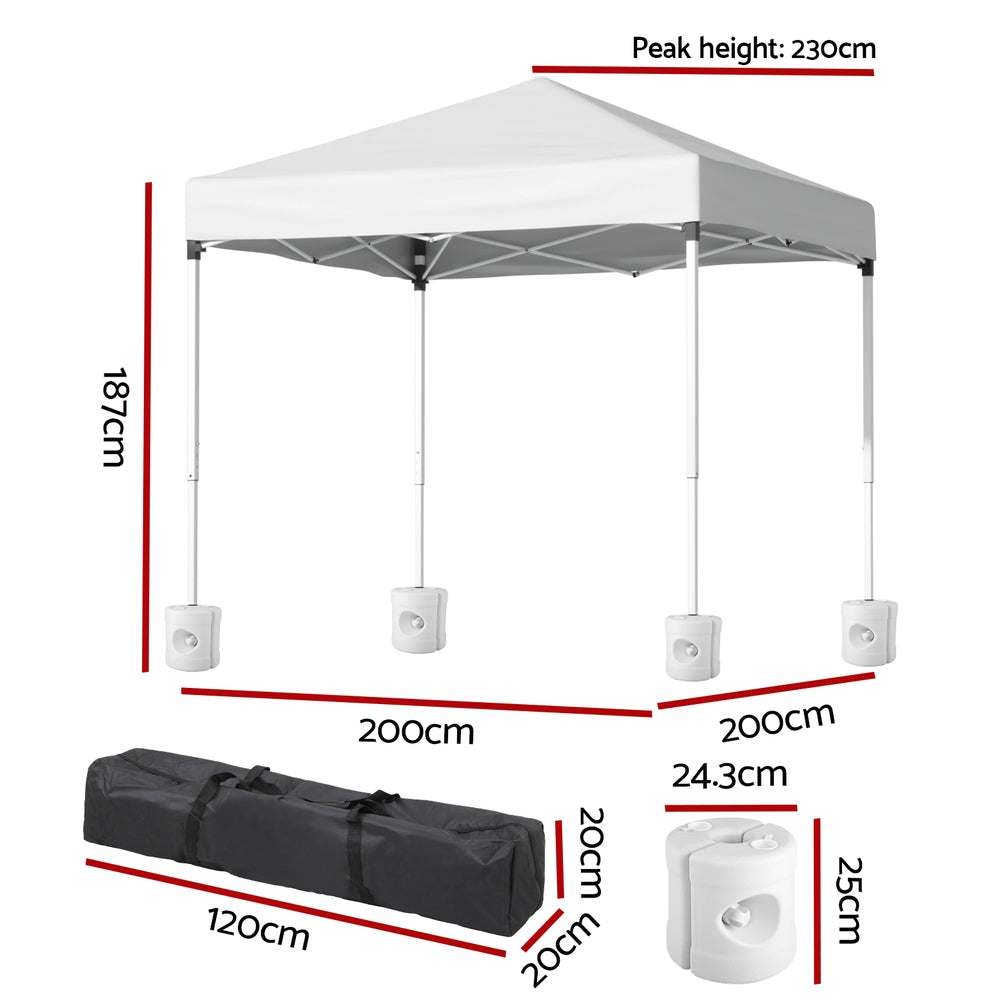 Instahut 2x2m Outdoor Gazebo Marquee Shade White with Base Pods