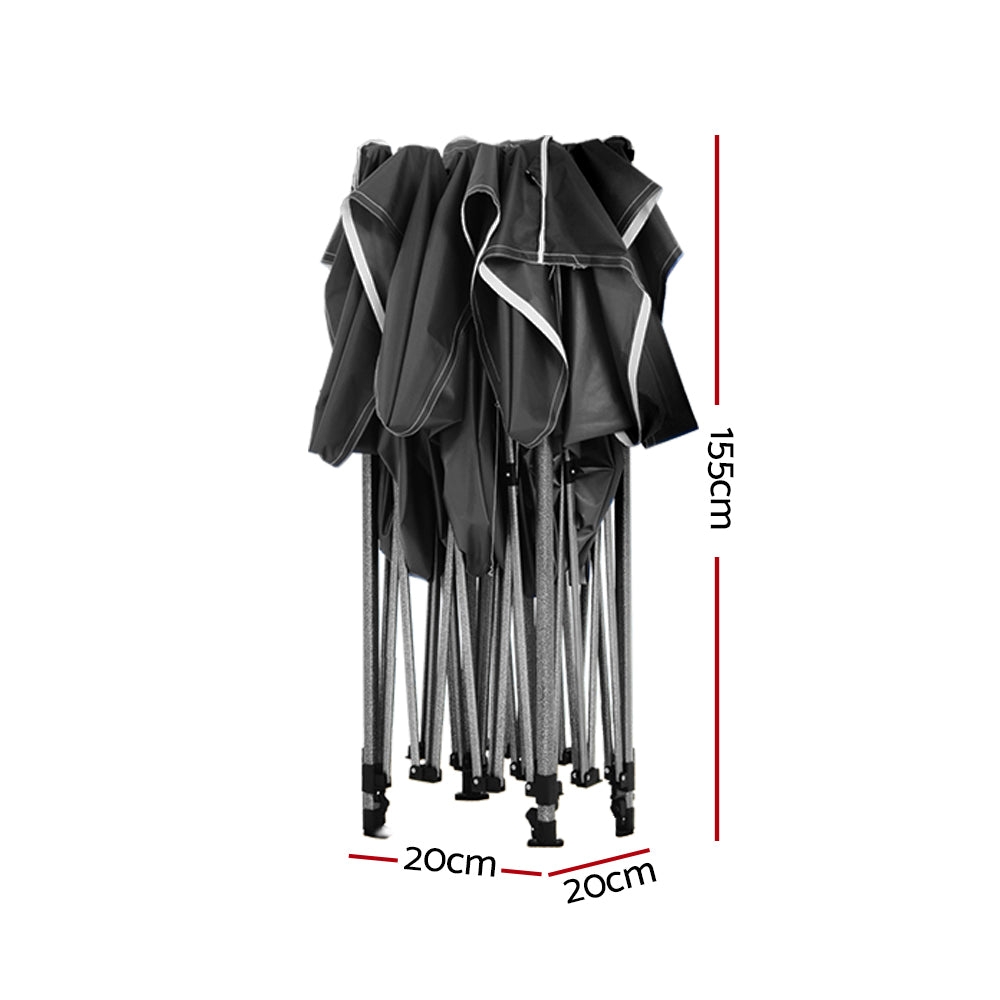 Instahut 3x3 Pop Up Gazebo Marquee 500D Black with Base Pods