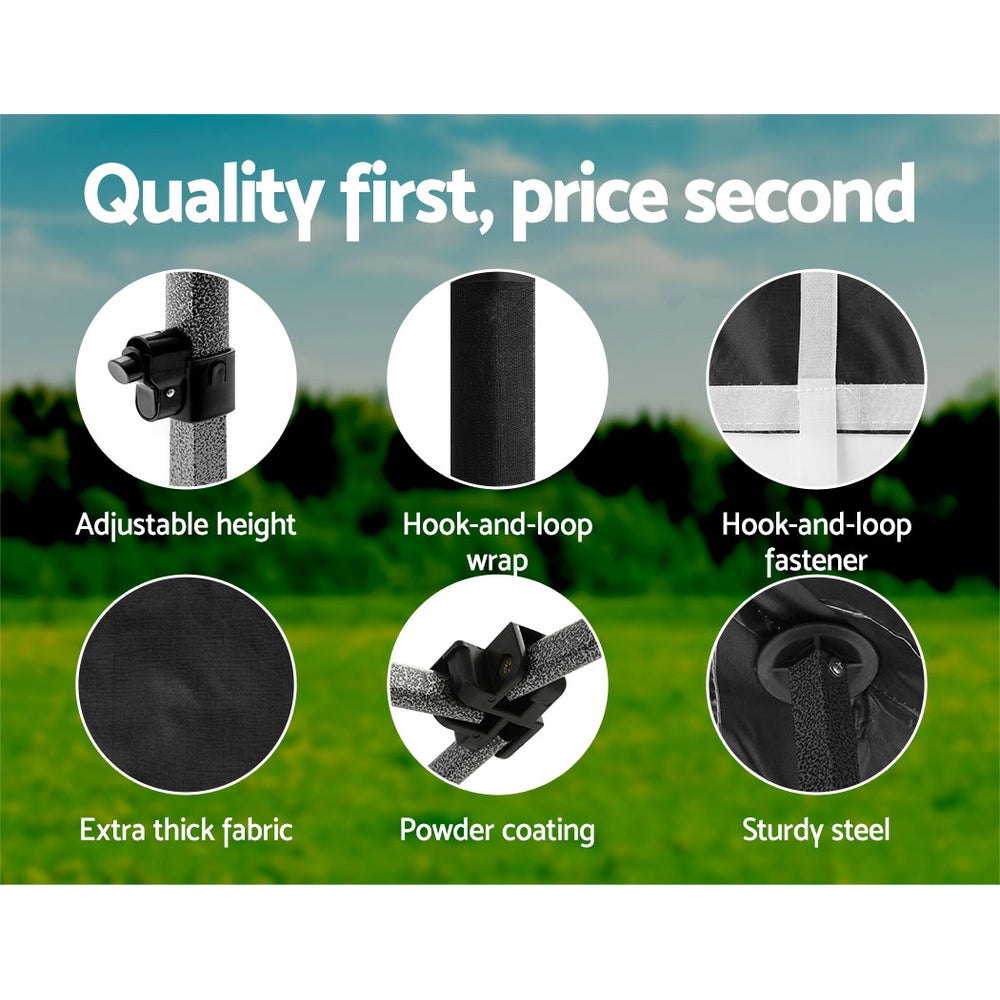 Instahut 3x3 Pop Up Gazebo Marquee 500D Black with Base Pods
