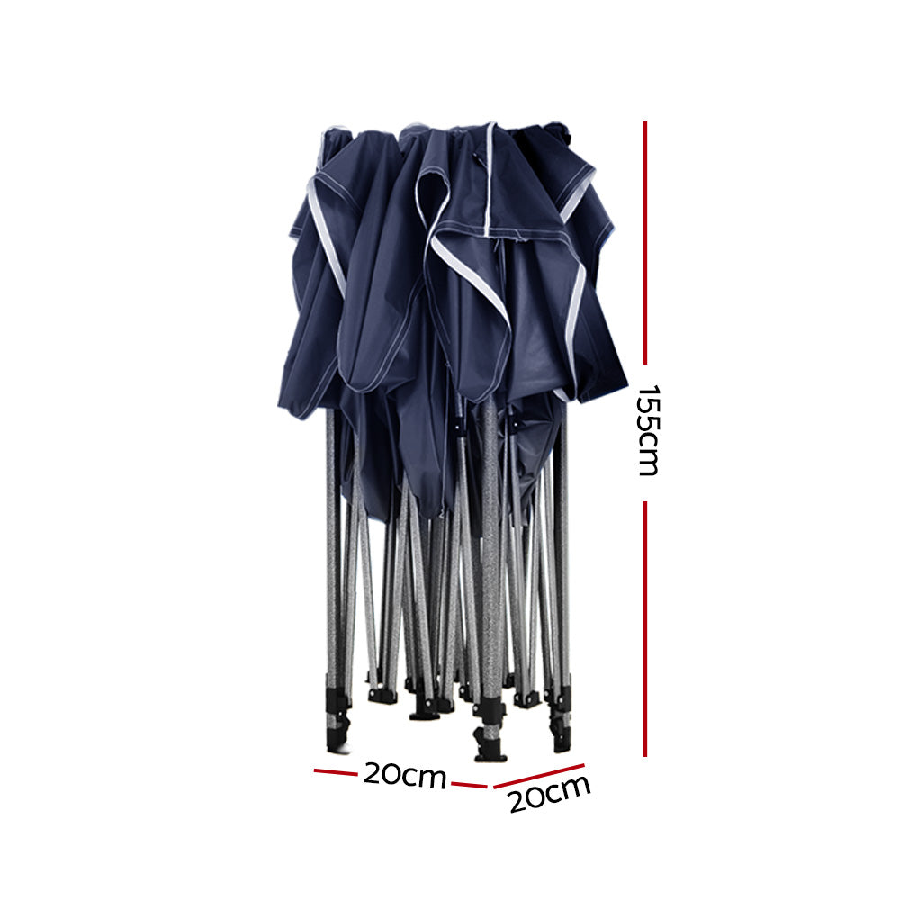 Instahut 3x3m Pop Up Gazebo Marquee Navy with Base Pods