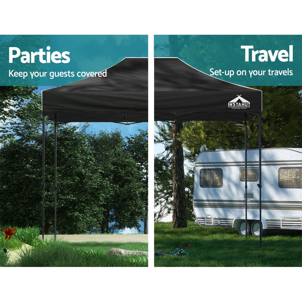 Instahut 3x4.5 Pop Up Gazebo 500D Black