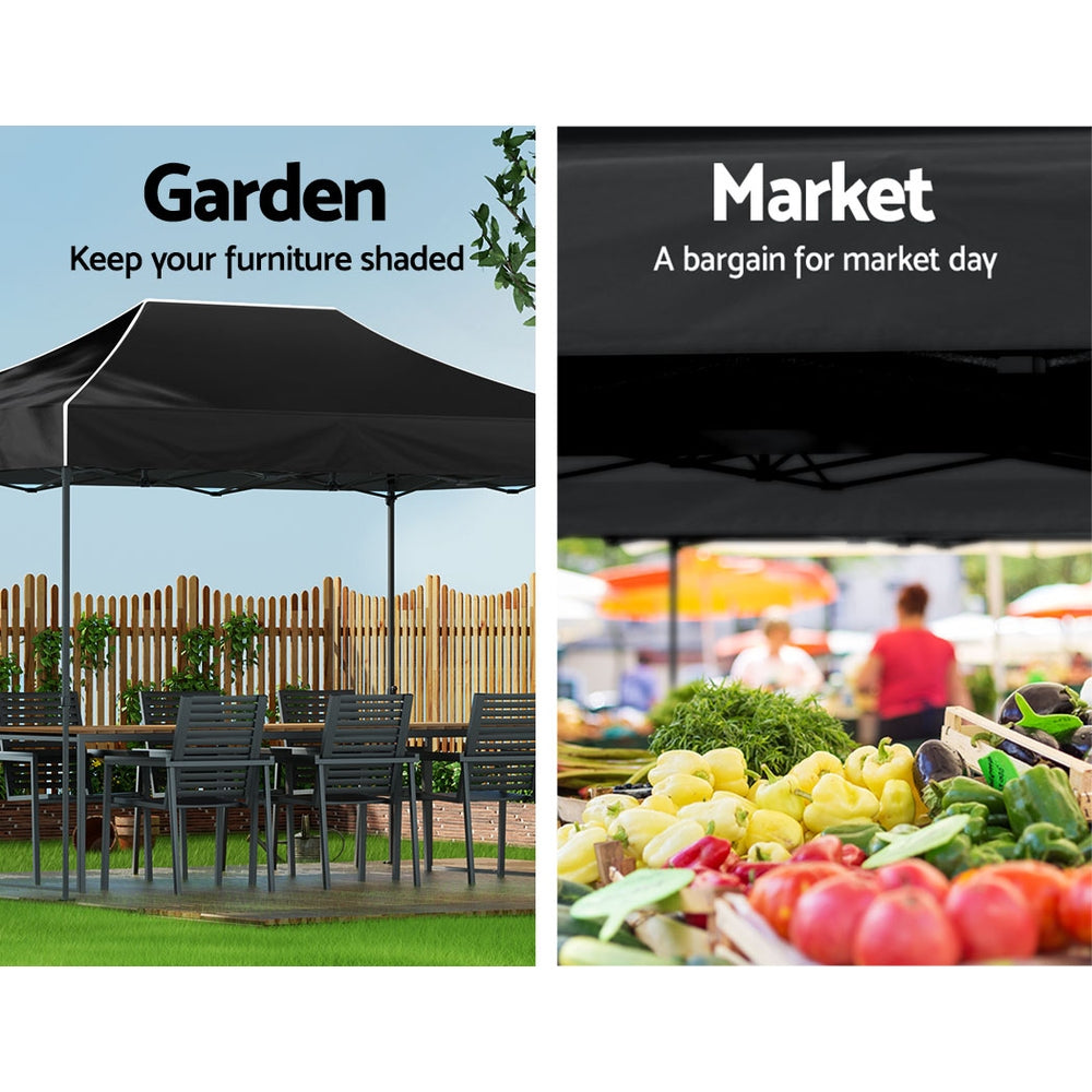Instahut 3x4.5 Pop Up Gazebo 500D Black