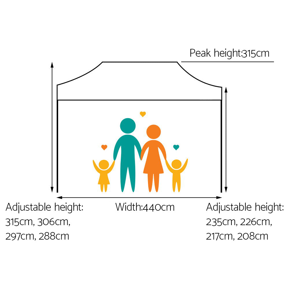 Instahut Gazebo Pop Up Marquee 3x4.5m Folding Tent Wedding Outdoor Camping Canopy Gazebos Shade White