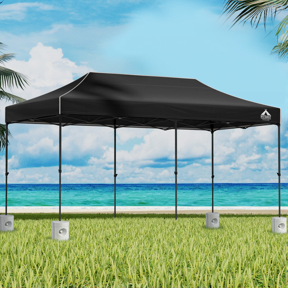 Instahut 3x6 Pop Up Gazebo Folding Outdoor Marquee Black