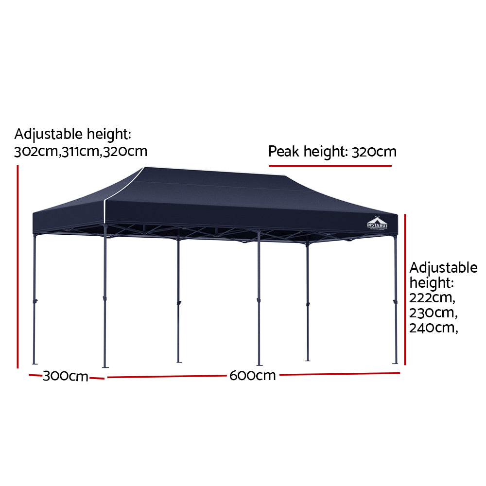 Instahut 3x6m Pop Up Gazebo Marquee 500D Oxford Navy