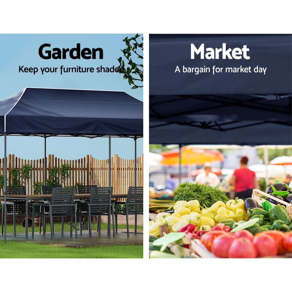 Instahut 3x6m Pop Up Gazebo Marquee 500D Oxford Navy