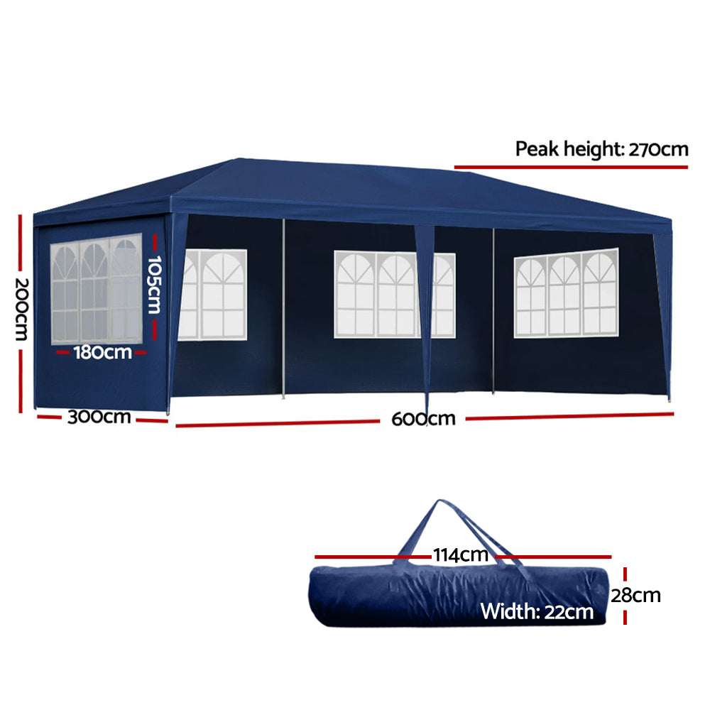 Instahut 3x6m Gazebo Marquee Tent Outdoor Blue