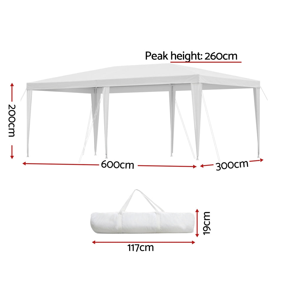 Instahut 3x6m Wedding Gazebo Marquee Tent Outdoor Canopy White