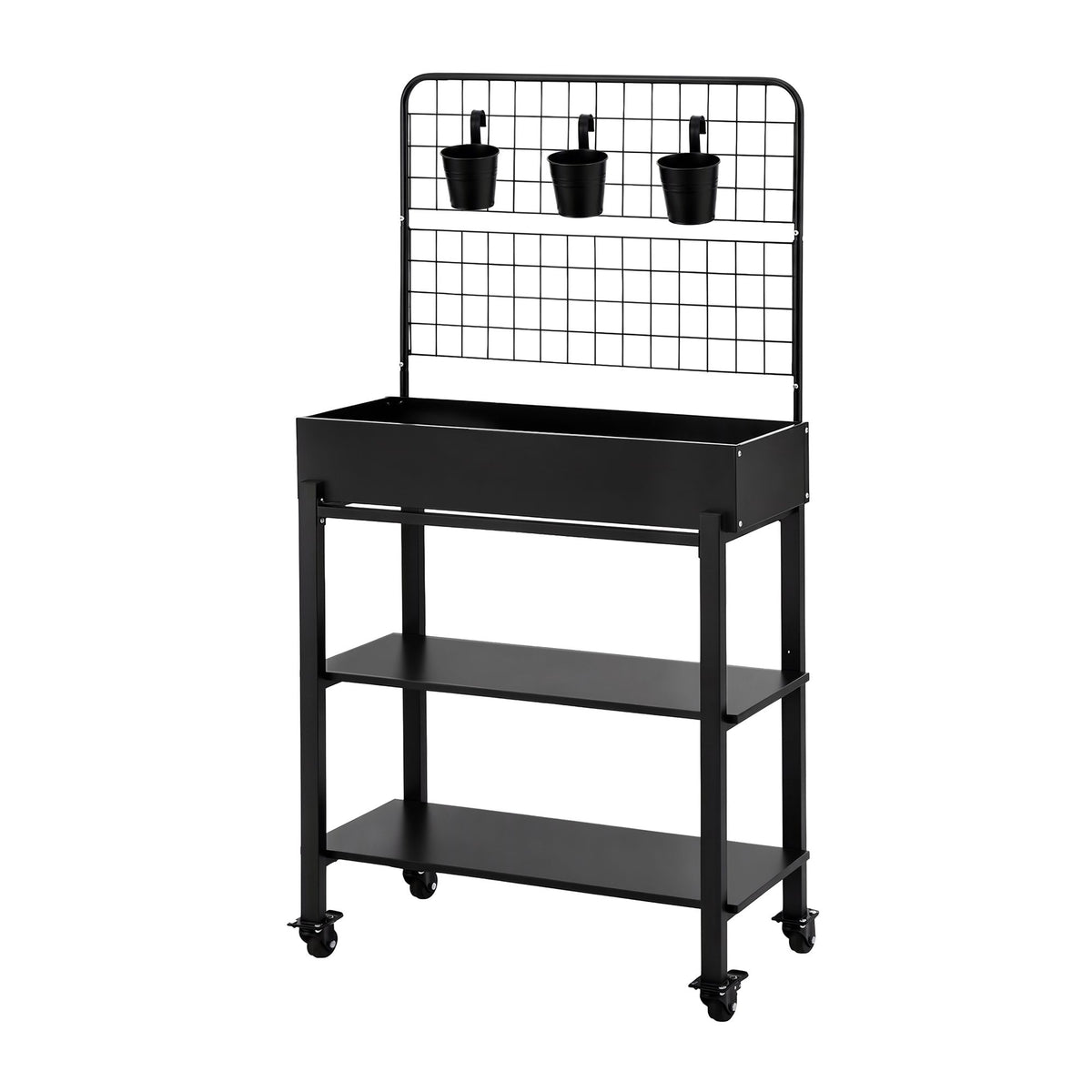 Green Fingers Mobile Raised Garden Bed with Trellis Dark Grey