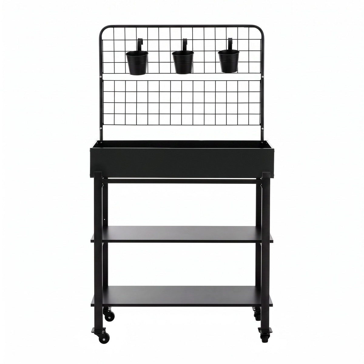Green Fingers Mobile Raised Garden Bed with Trellis Dark Grey