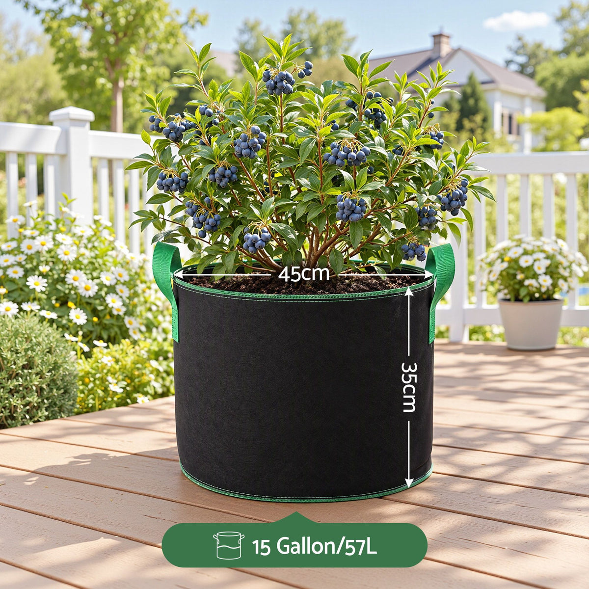 Green Fingers 57L Fabric Grow Bags 10 Pack Aeration Plant Pots
