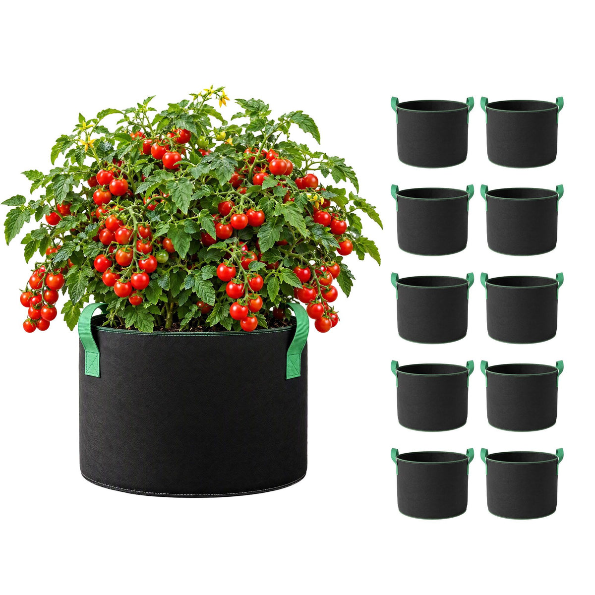 Green Fingers 57L Fabric Grow Bags 10 Pack Aeration Plant Pots
