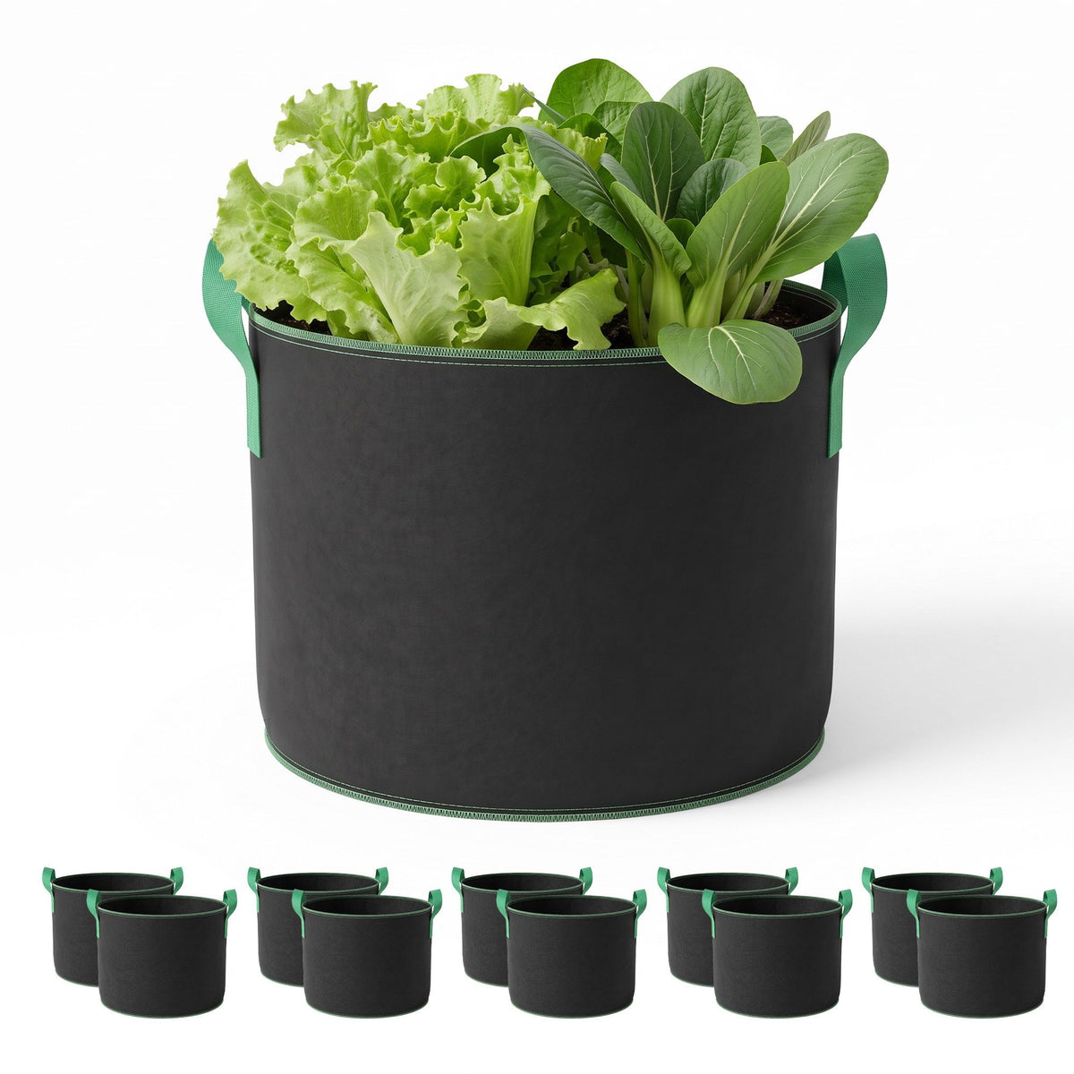Green Fingers 57L Fabric Grow Bags 10 Pack Aeration Plant Pots