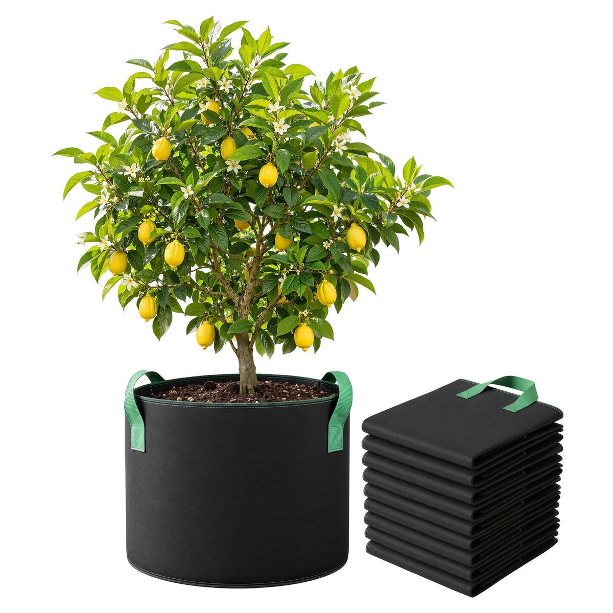 Green Fingers 10 Pack Fabric Grow Bags 75L Aeration Plant Pots
