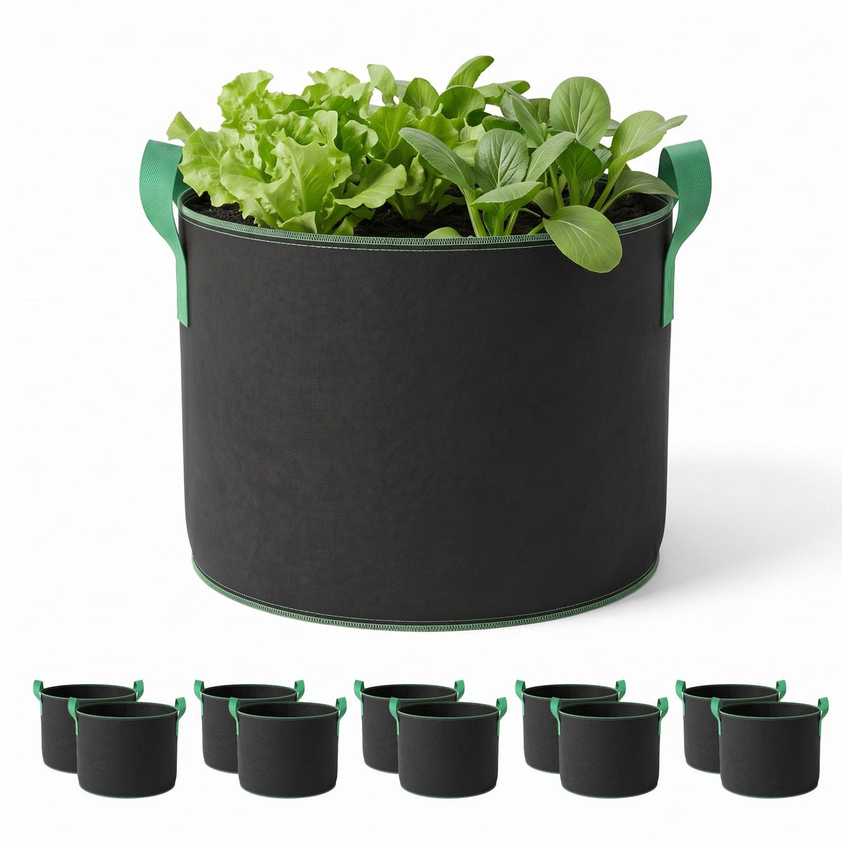 Green Fingers 10 Pack Fabric Grow Bags 75L Aeration Plant Pots
