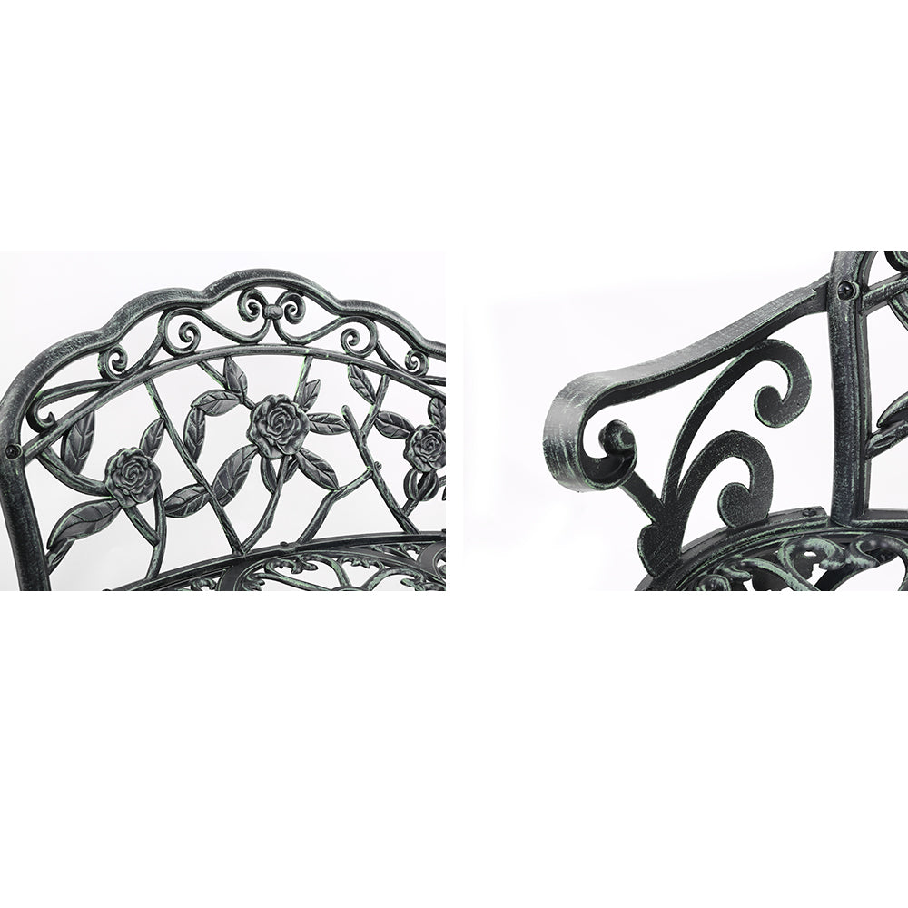 Gardeon 100cm Outdoor Garden Bench Cast Aluminium Vintage Green