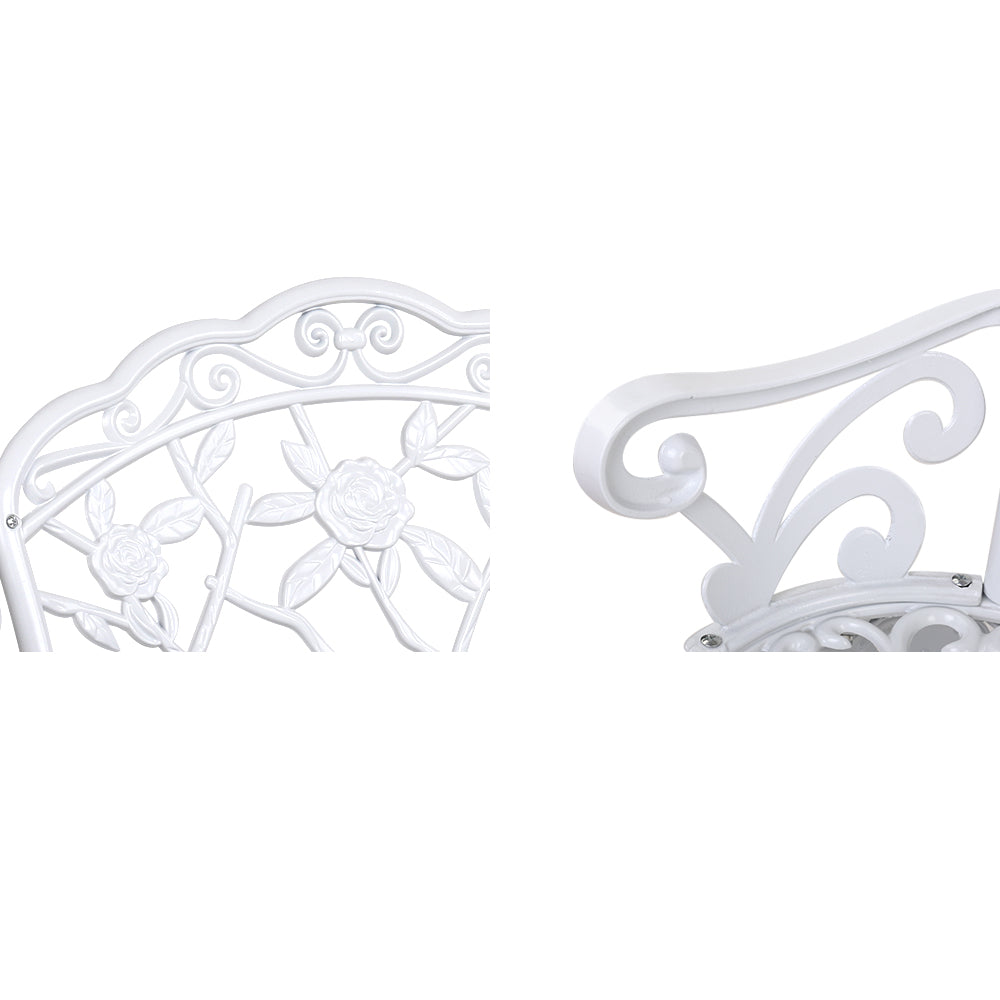 Gardeon 100cm Outdoor Garden Bench Cast Aluminium Vintage White