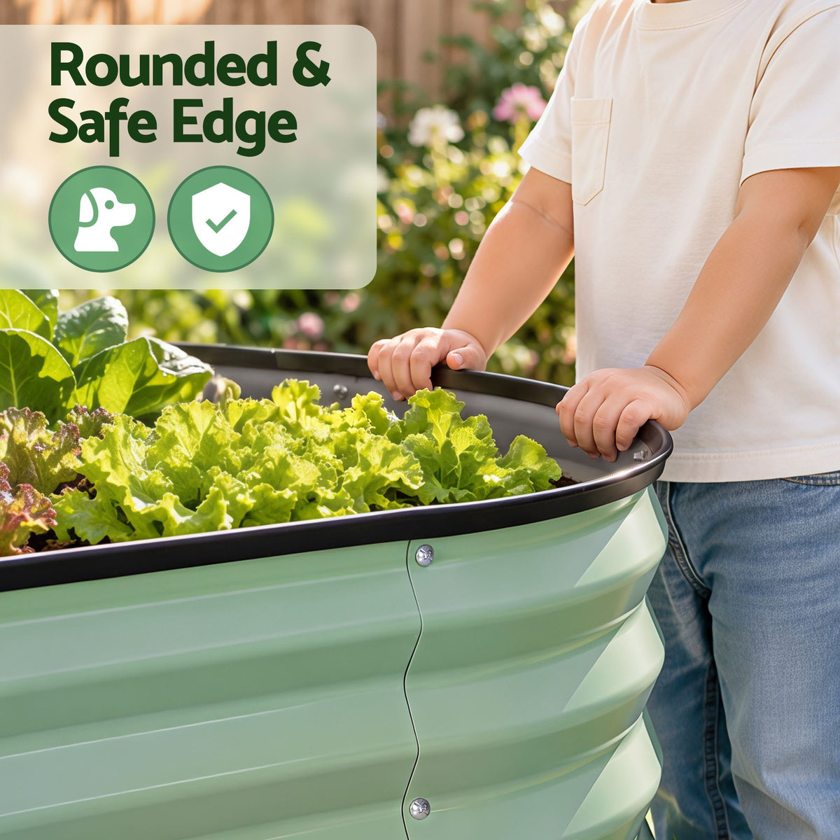 Green Fingers Self-Watering Oval Garden Bed Galvanised 120x60x30cm