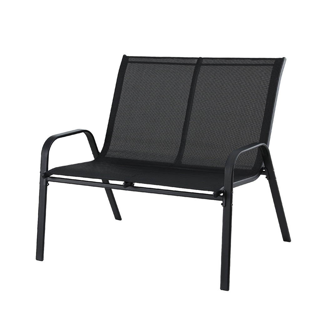 Gardeon 2-Seater Steel Outdoor Bench Black