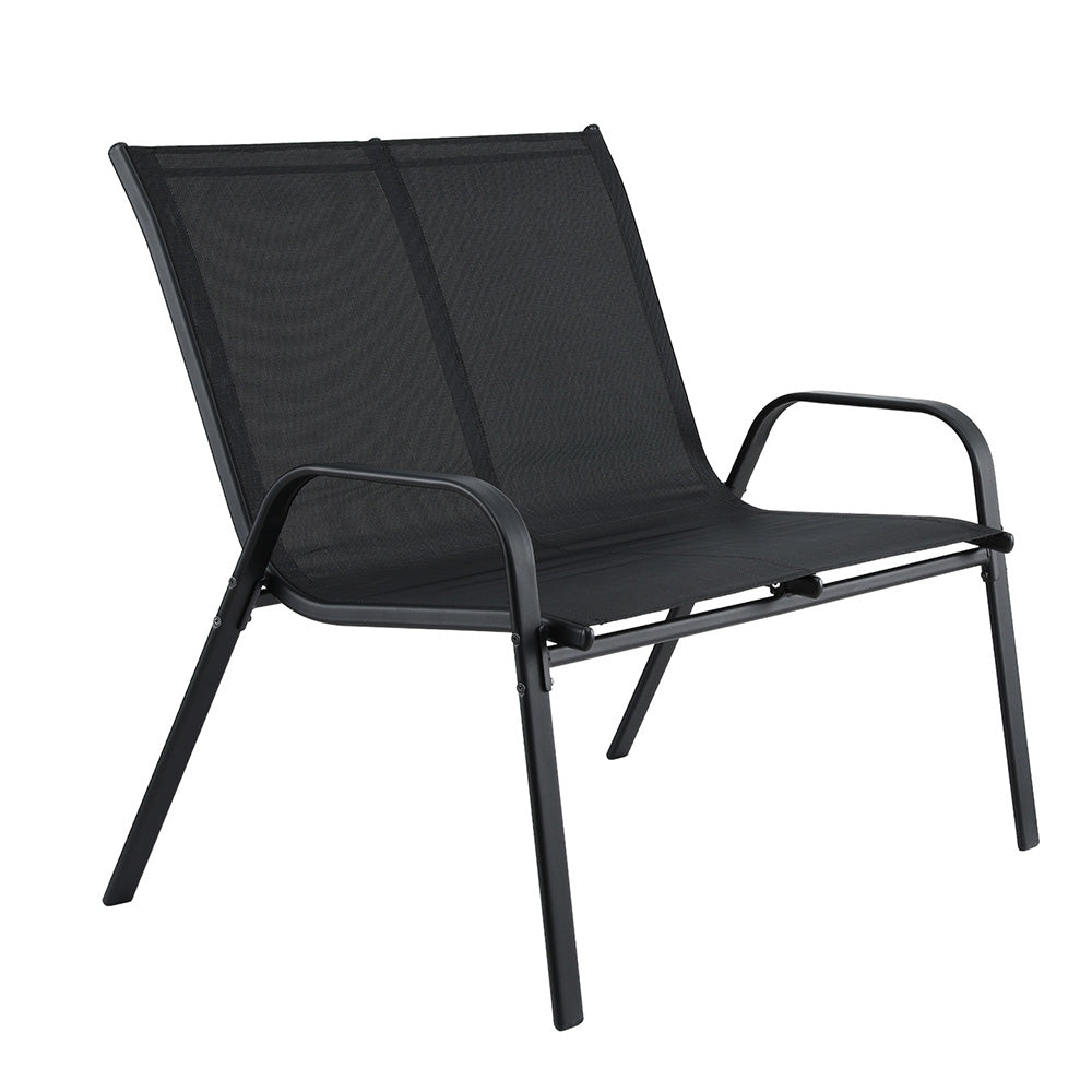 Gardeon 2-Seater Steel Outdoor Bench Black