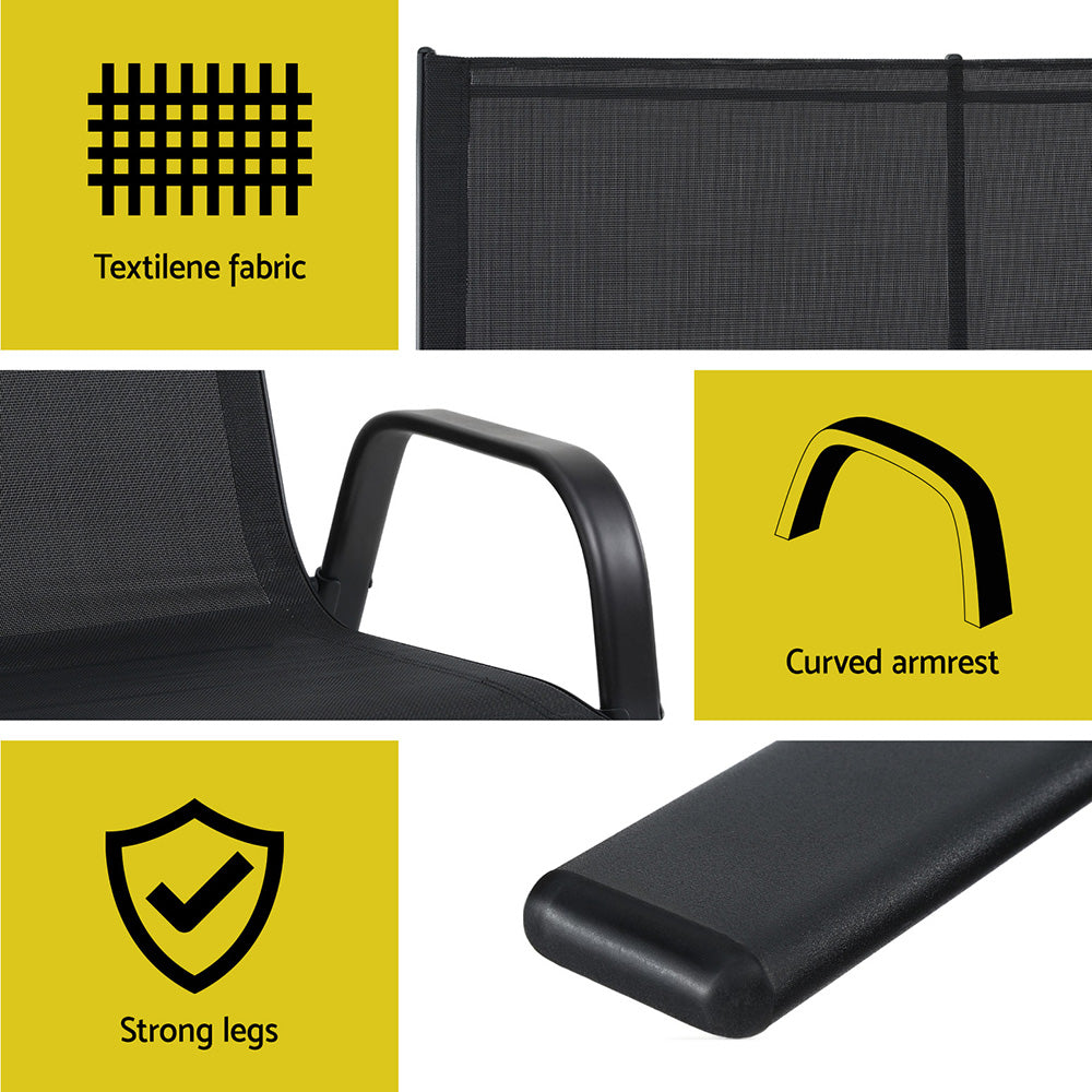 Gardeon 2-Seater Steel Outdoor Bench Black