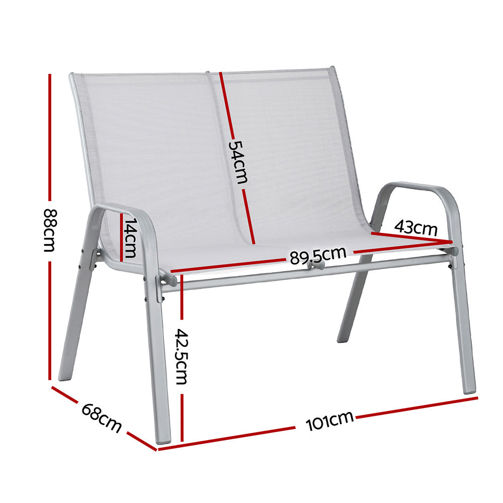 Gardeon 2-Seater Outdoor Bench Steel Grey