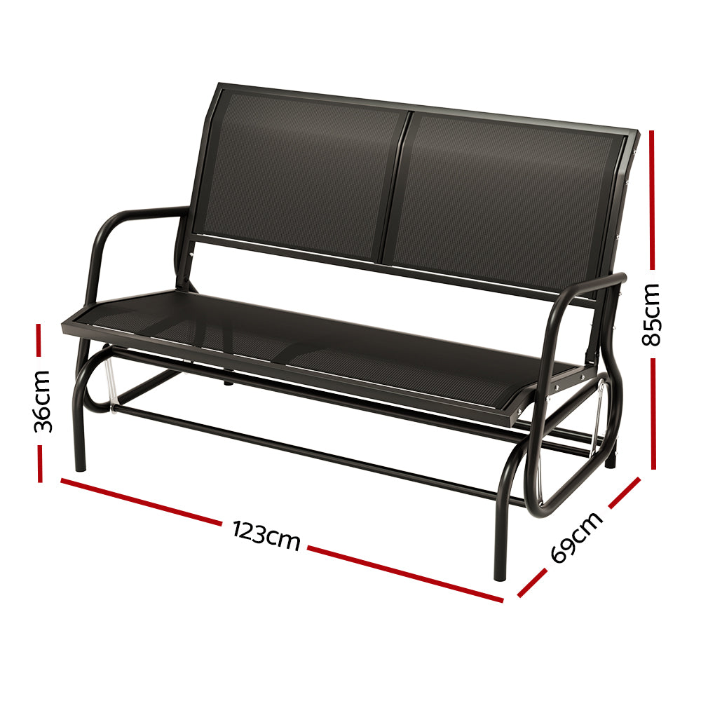 Gardeon 2-Seater Outdoor Rocking Bench Black