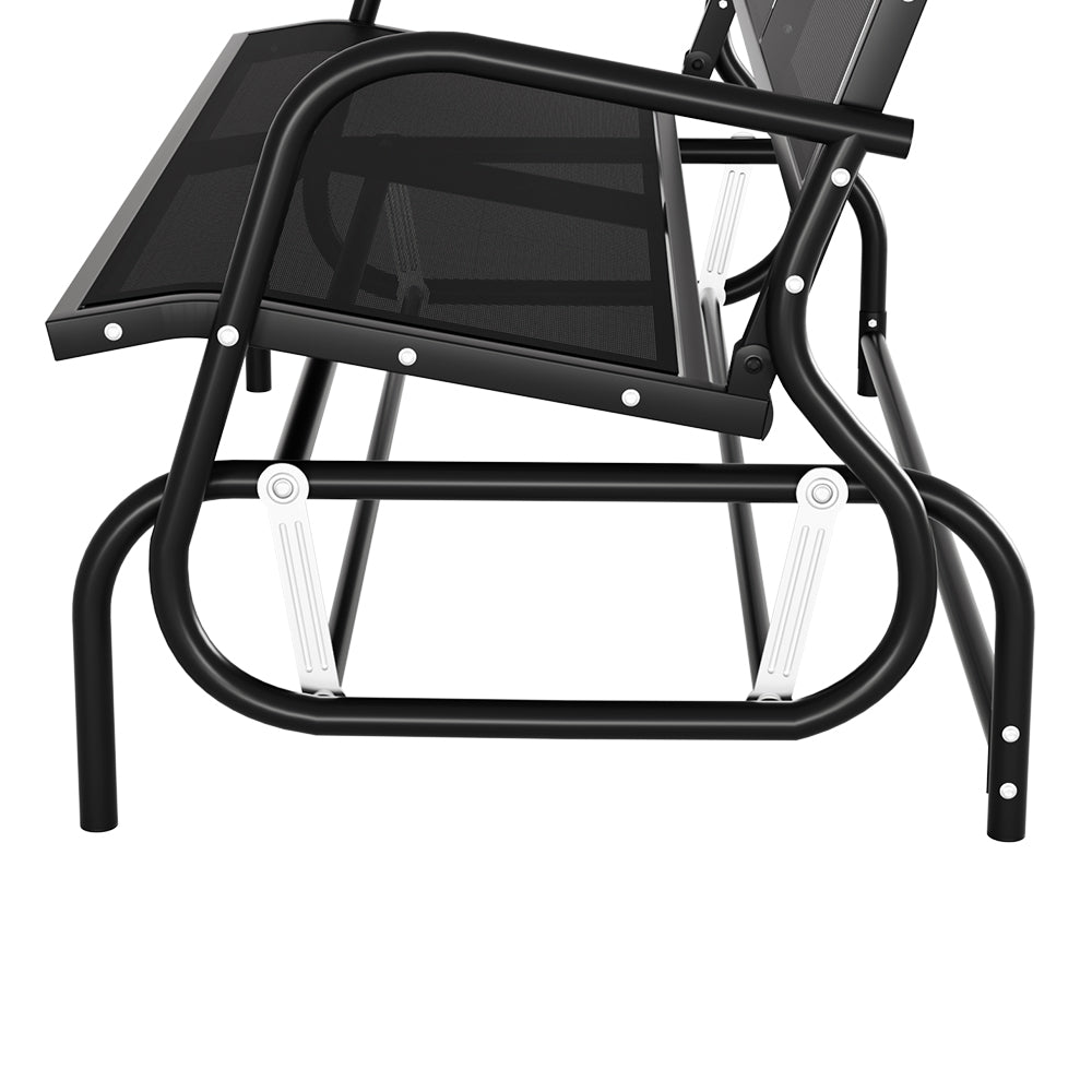 Gardeon 2-Seater Outdoor Rocking Bench Black